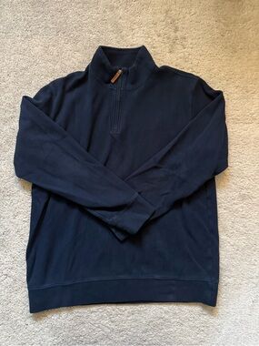 Lands' End Men's Navy Half-Zip Mock Neck Sweater